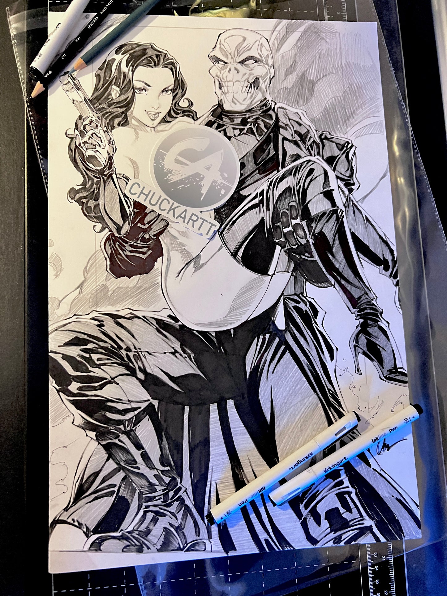**** Madame Hydra Red Skull NSFW pencil/ink Original Art*****