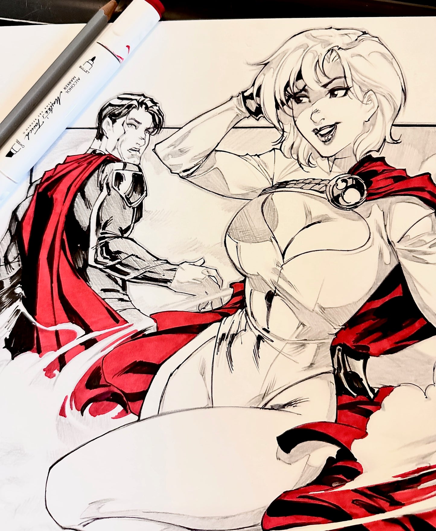 ****Power Girl Original Ink/Pencil Drawing ****
