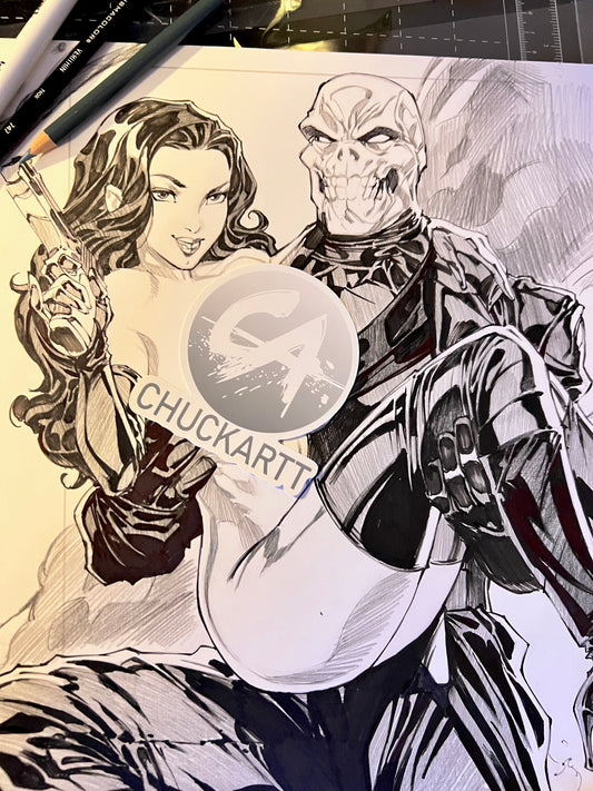 **** Madame Hydra Red Skull NSFW pencil/ink Original Art*****