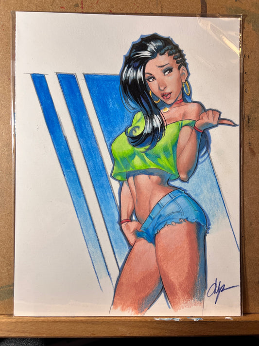 ****  Laura Matsuda Streetfighter colored pencil/ink Original Art*****