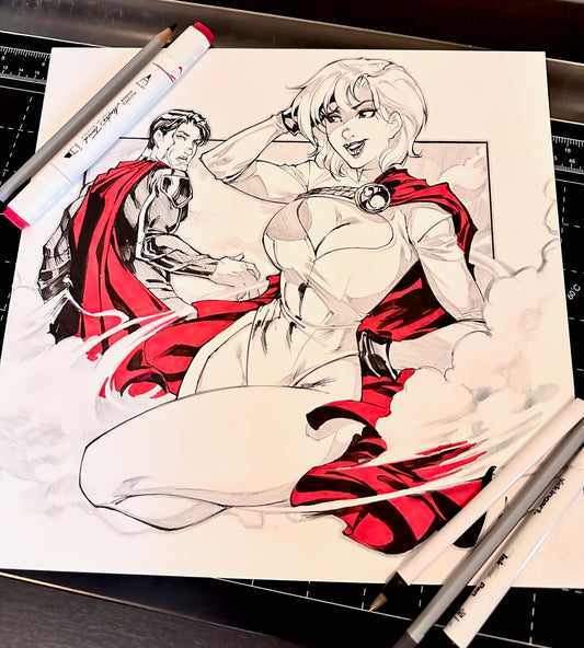****Power Girl Original Ink/Pencil Drawing ****