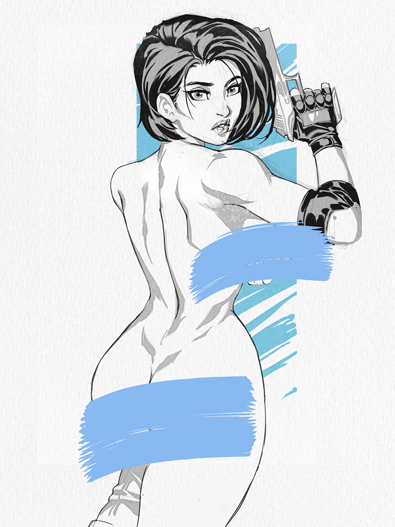****  Jill Valentine 3make and Original SFW/ NSFW pencil/ink Original Art*****